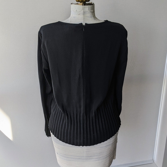 Amaryllis Black Long Sleeve Blouse with Pleated Detail - Picture 2 of 2